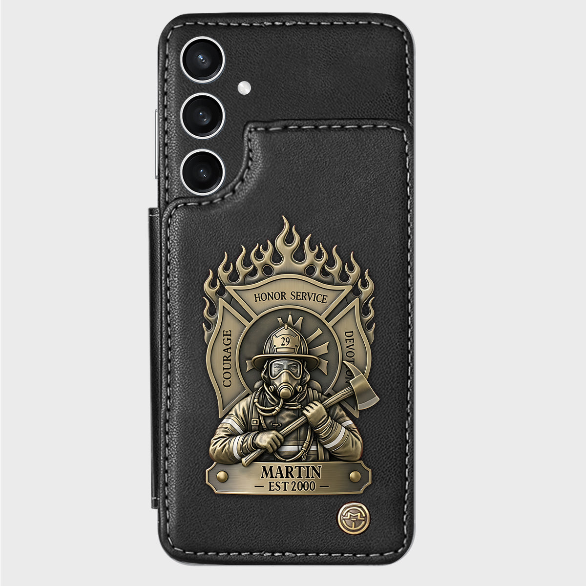 Stolzer Feuerwehrmann – Personalisierte Handyhülle mit Feuerwehrmotiv