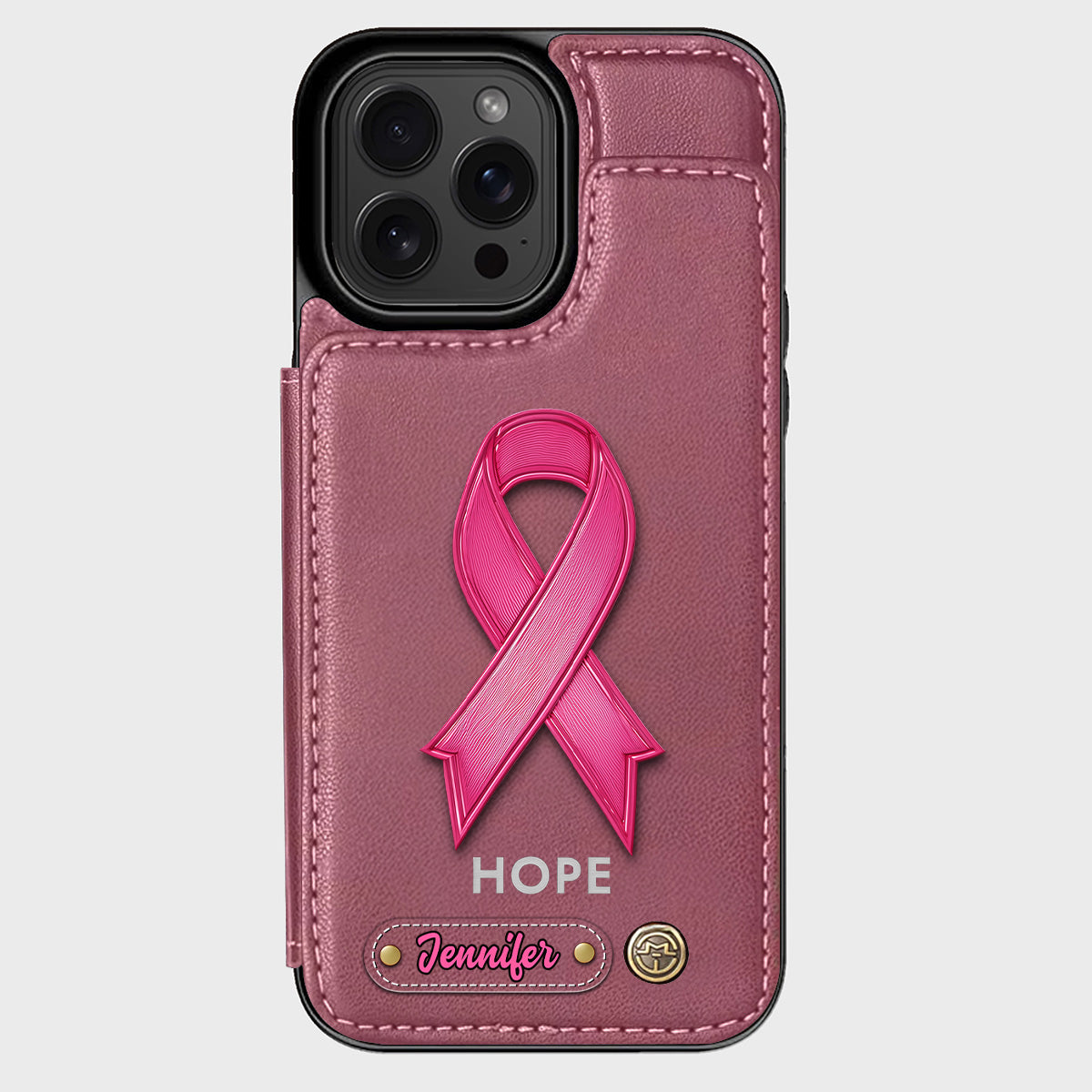 Hope - Personalized Breast Cancer Awareness Wallet Phone Case