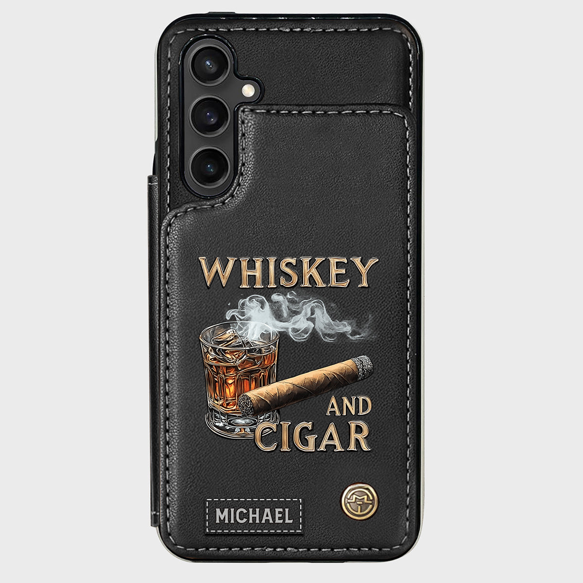 Whiskey And Cigar - Personalized Whisky Wallet Phone Case