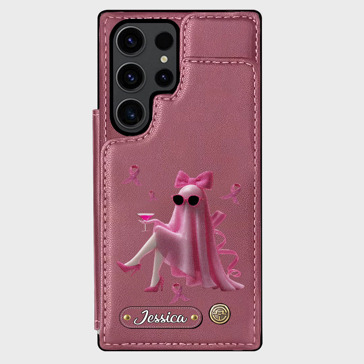 Pink Out – Personalisierte Handyhülle mit Brieftaschenfunktion zur Sensibilisierung für Brustkrebs