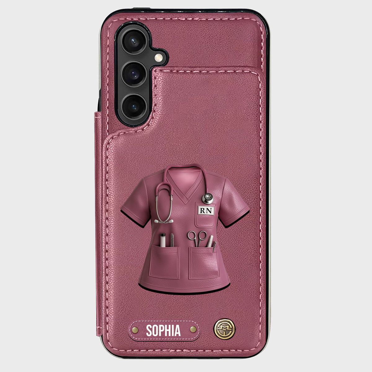 Stolze Krankenschwester – Personalisierte Handyhülle mit Brieftaschenfunktion für Krankenschwestern