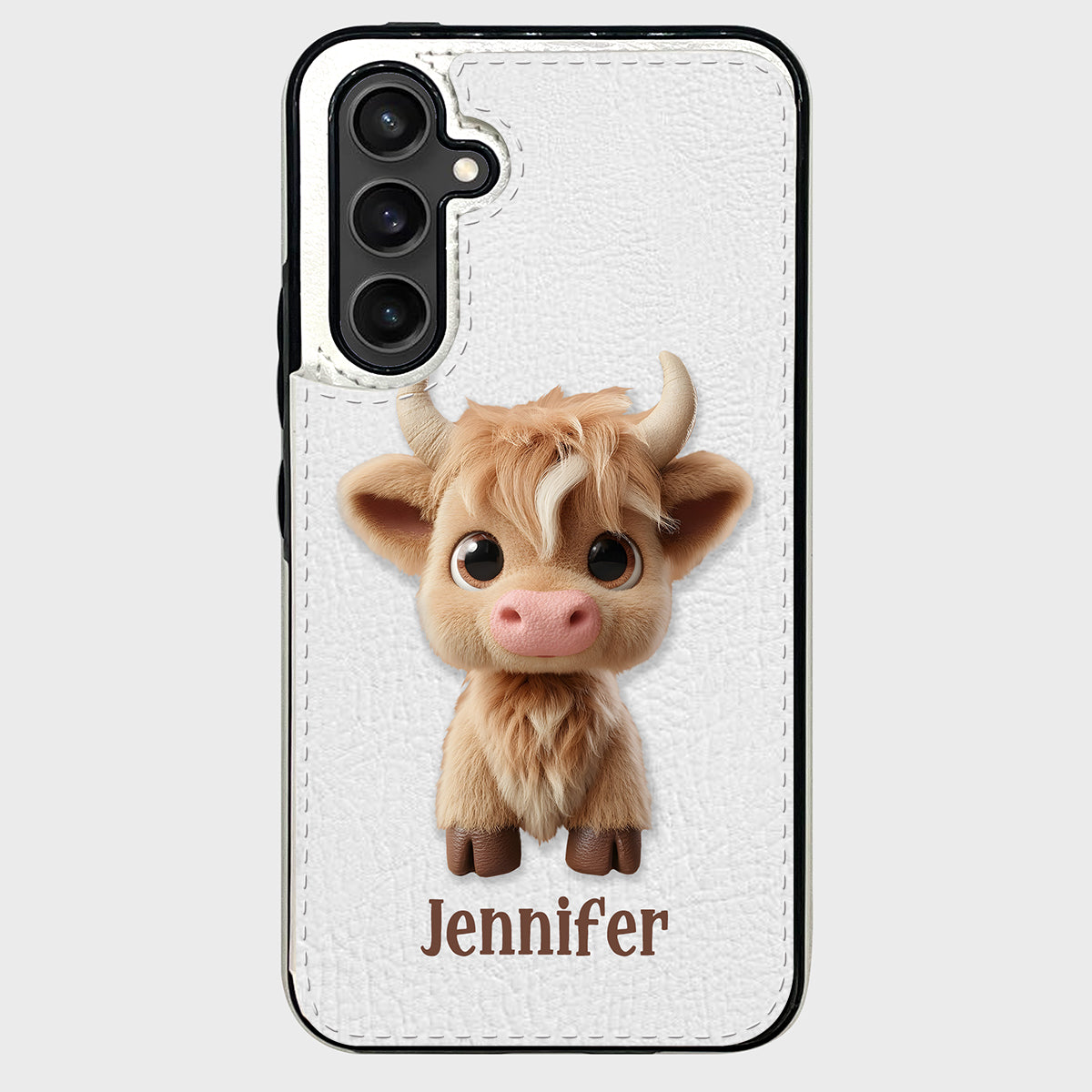 Niedliche Hochlandkuh – Personalisierte, faltbare Handyhülle mit Hochlandkuhmotiv