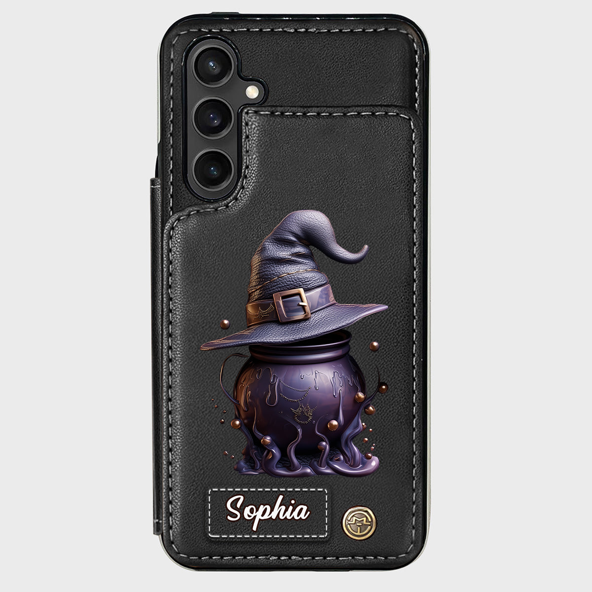 Magical Hat And Cauldron - Personalized Witch Wallet Phone Case