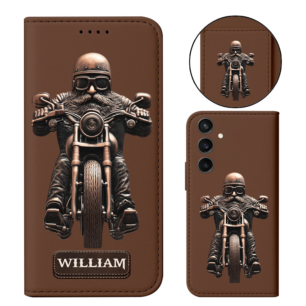 Never Underestimate An Old Man With A Motorcycle - Personalized Biker Wallet Phone Case With Strap