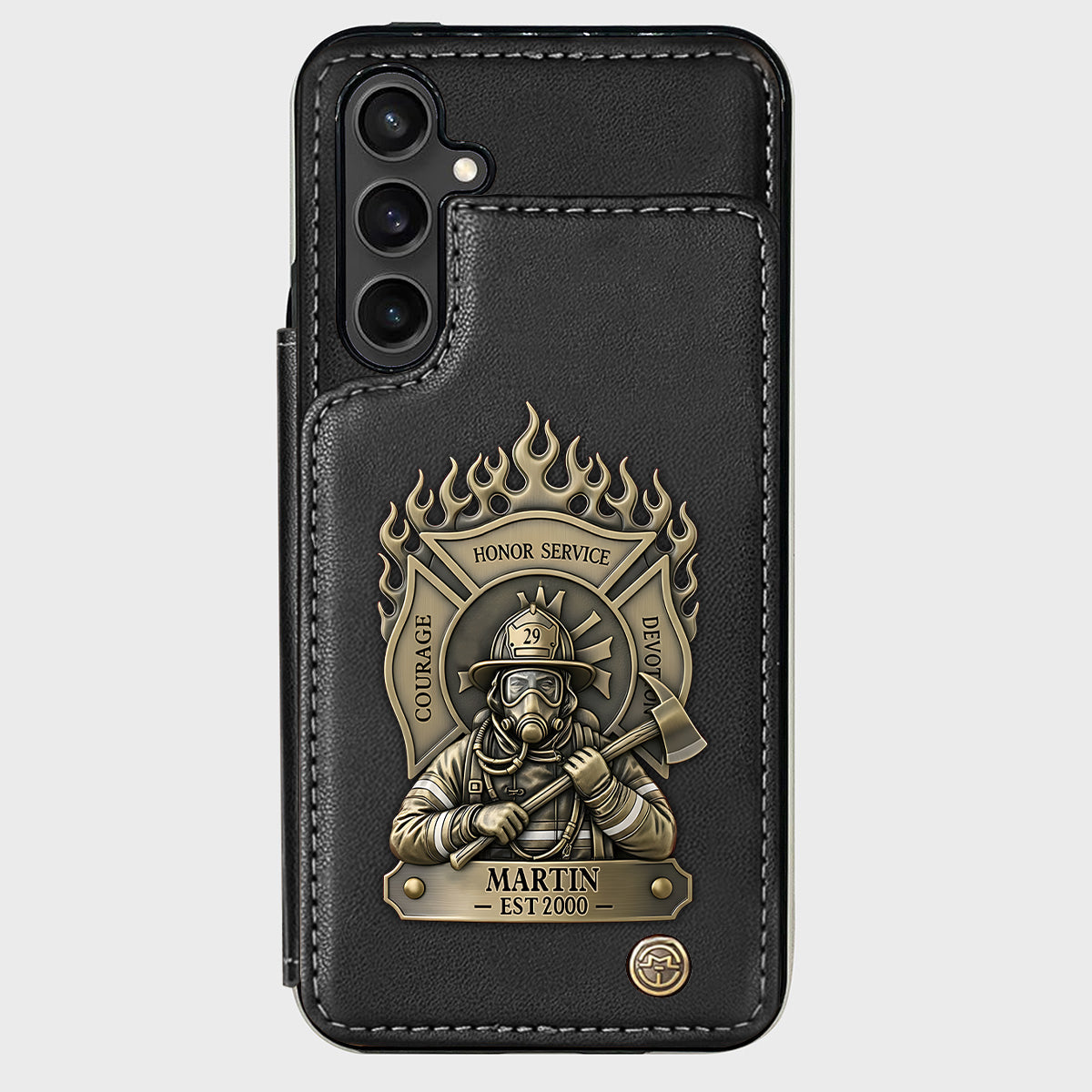 Stolzer Feuerwehrmann – Personalisierte Handyhülle mit Feuerwehrmotiv