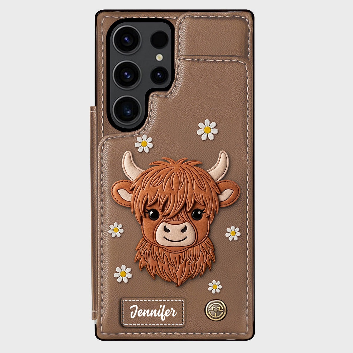 Adorable Highland Cow - Personalized Highland Cow Wallet Phone Case