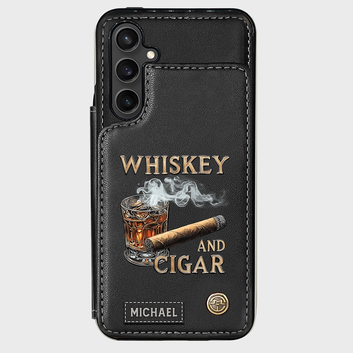 Whiskey And Cigar - Personalized Whisky Wallet Phone Case
