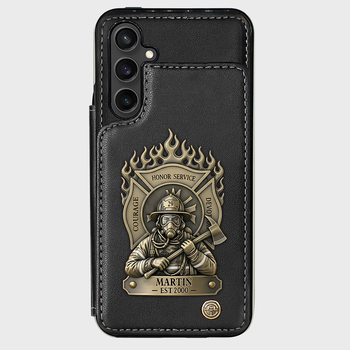 Stolzer Feuerwehrmann – Personalisierte Handyhülle mit Feuerwehrmotiv