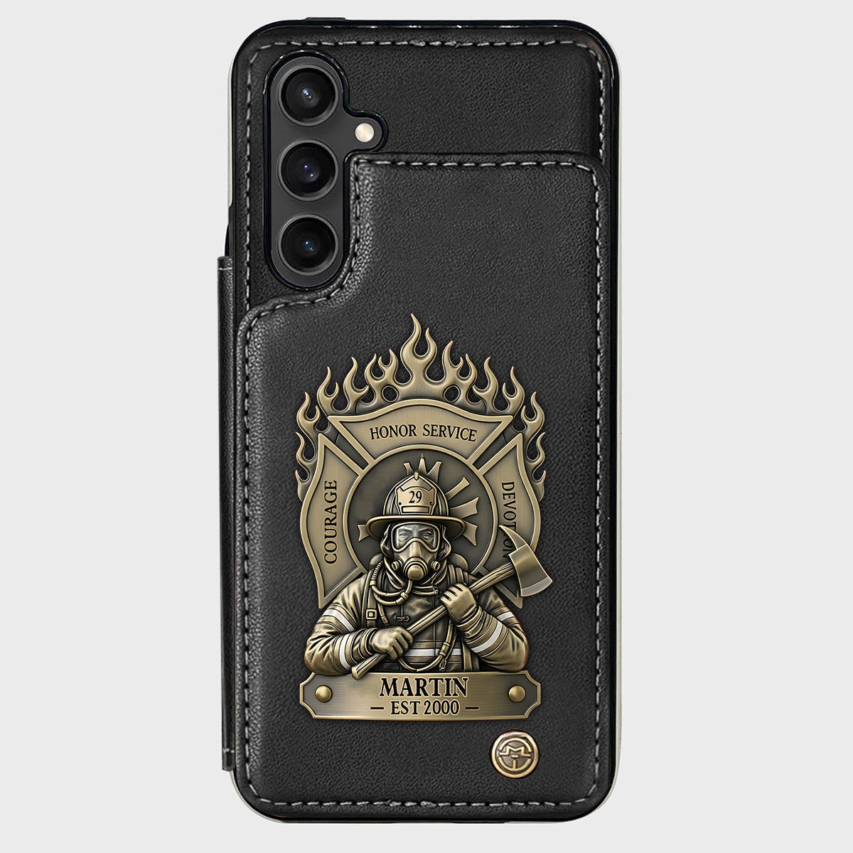 Stolzer Feuerwehrmann – Personalisierte Handyhülle mit Feuerwehrmotiv