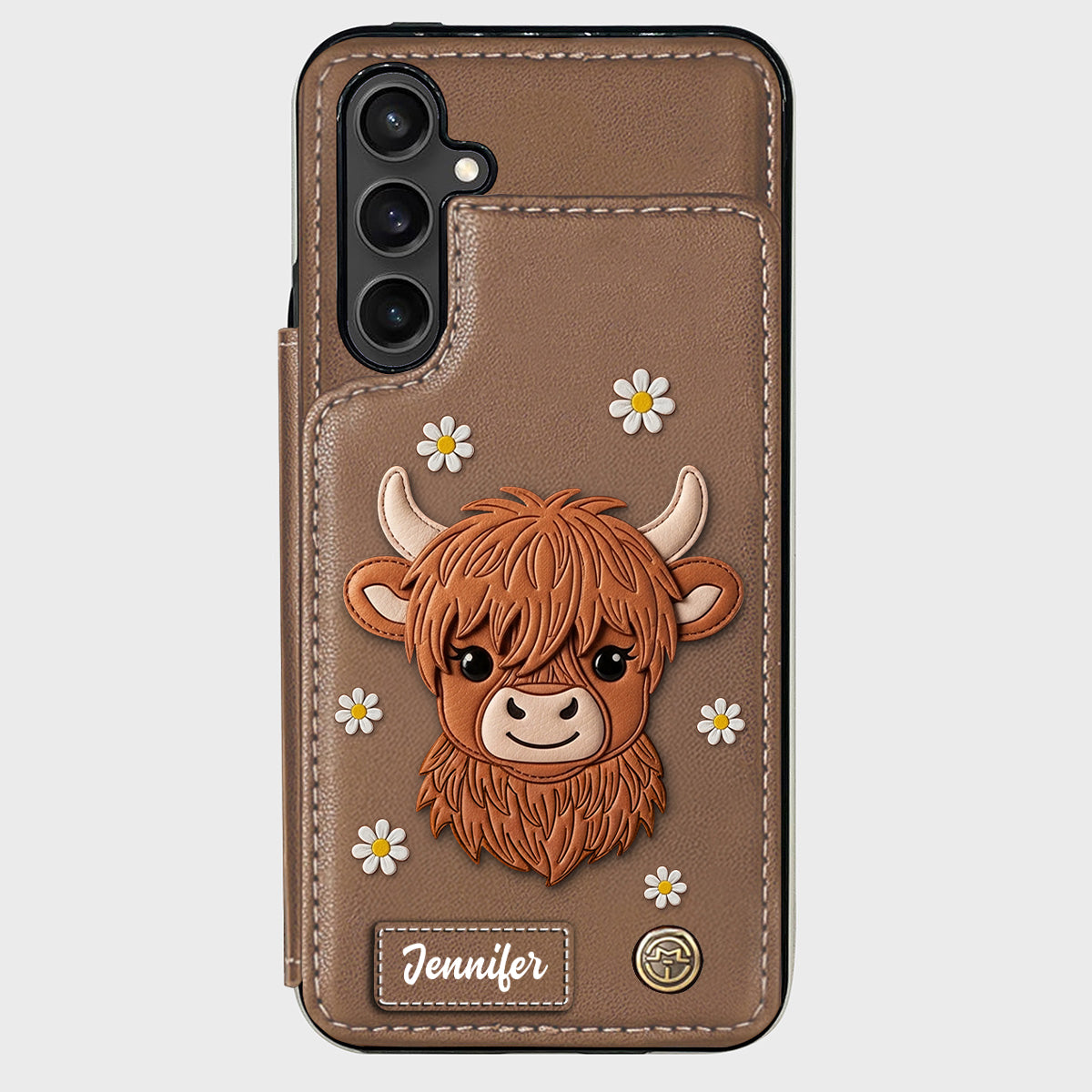 Adorable Highland Cow - Personalized Highland Cow Wallet Phone Case