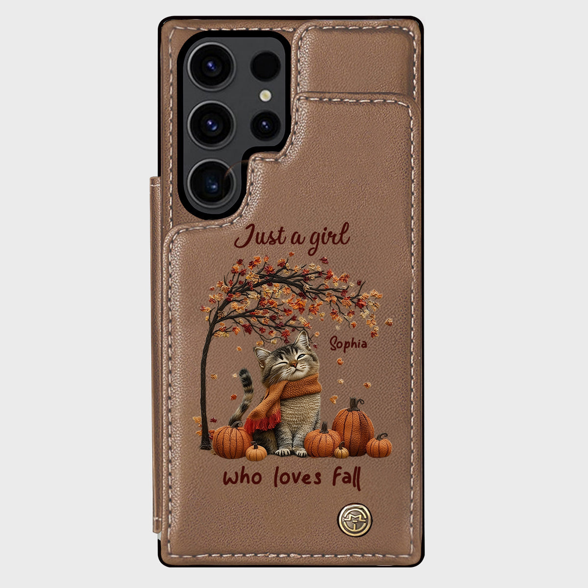 Einfach ein Mädchen, das den Herbst liebt – Personalisierte Handyhülle mit Katzenmotiv
