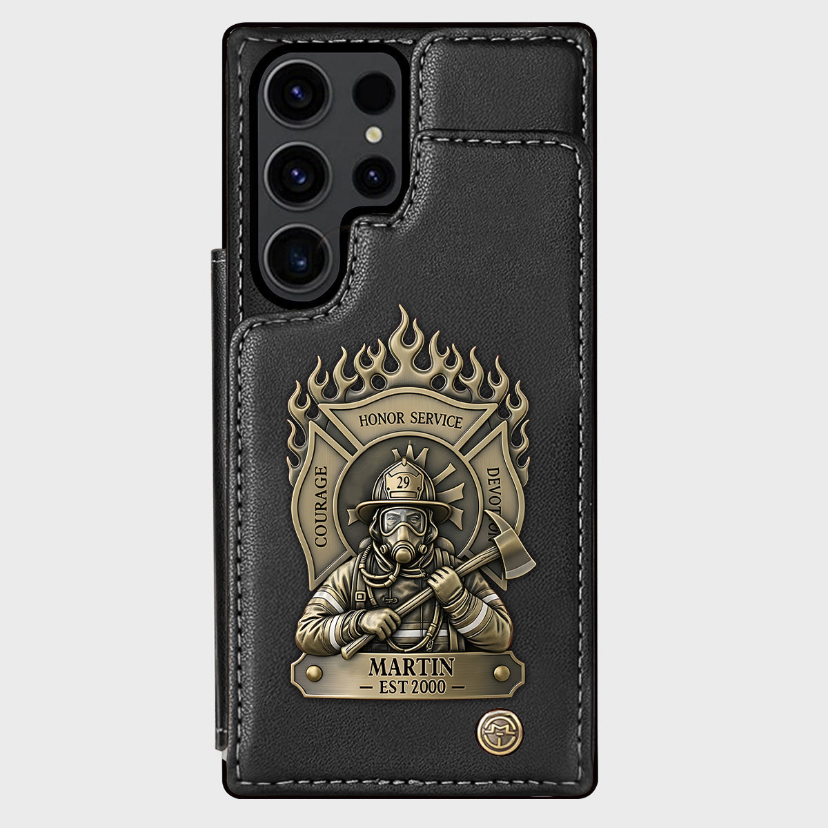 Stolzer Feuerwehrmann – Personalisierte Handyhülle mit Feuerwehrmotiv