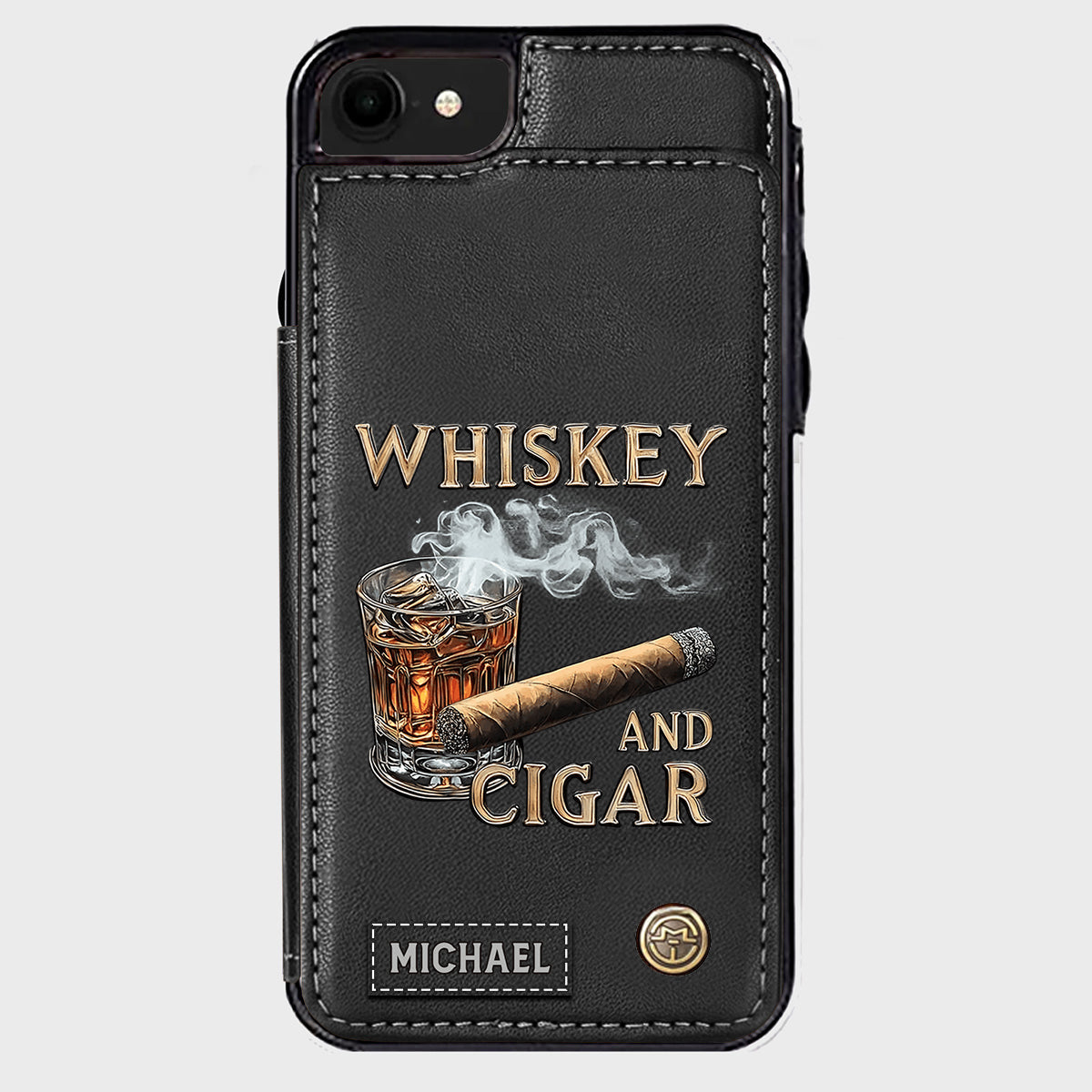 Whiskey And Cigar - Personalized Whisky Wallet Phone Case