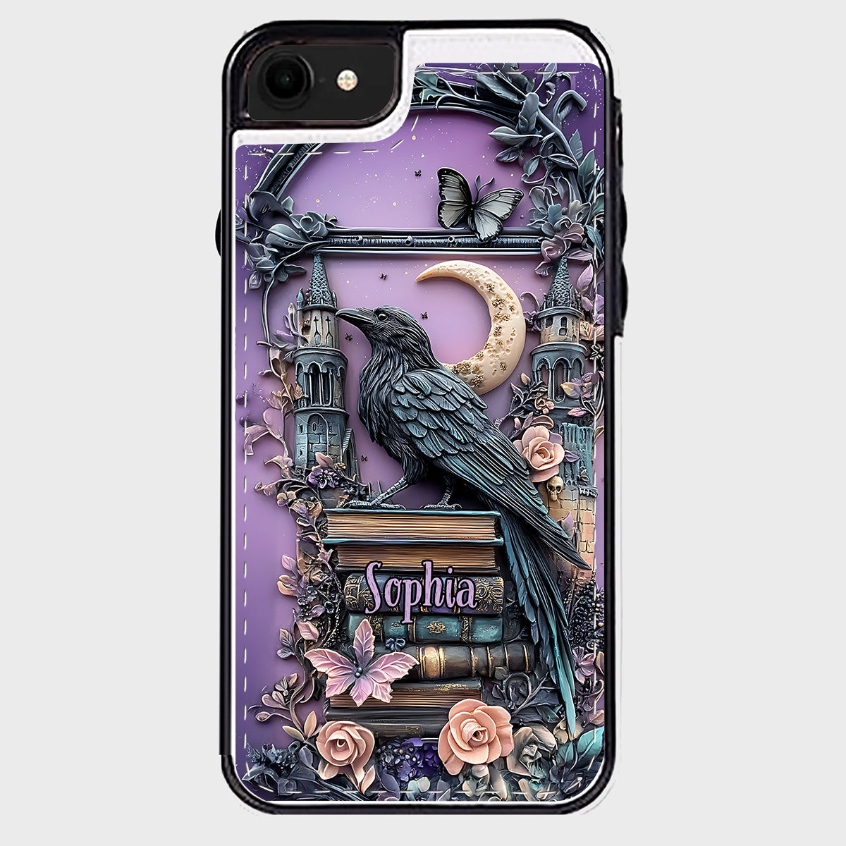 Dark Academia Buchleser – Personalisierte, faltbare Handyhülle im Buchformat