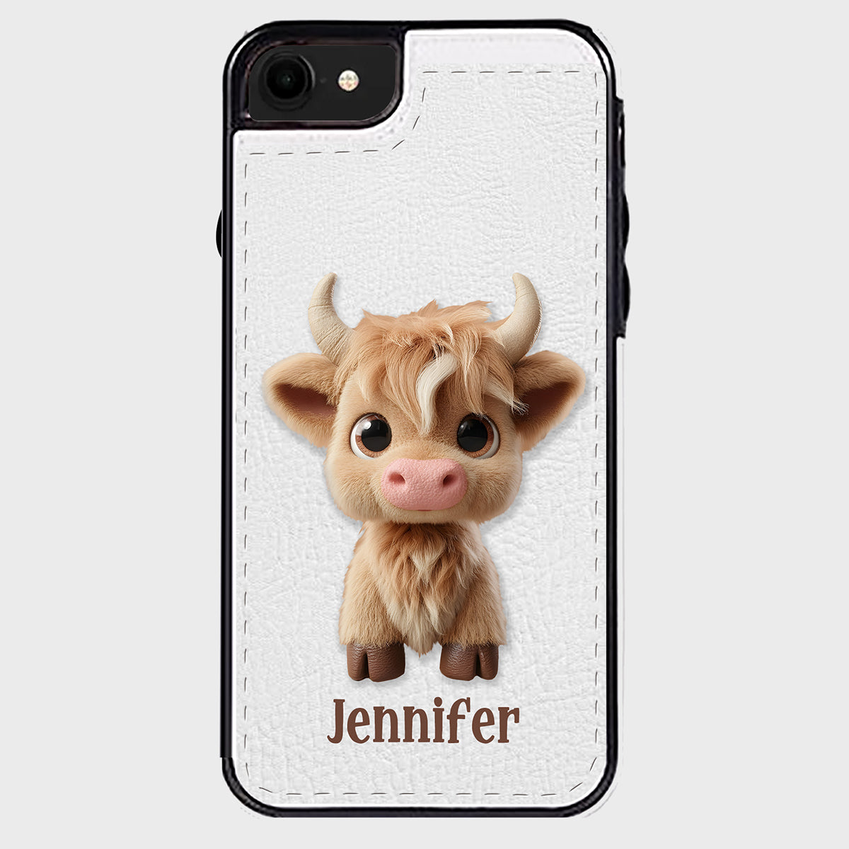 Niedliche Hochlandkuh – Personalisierte, faltbare Handyhülle mit Hochlandkuhmotiv