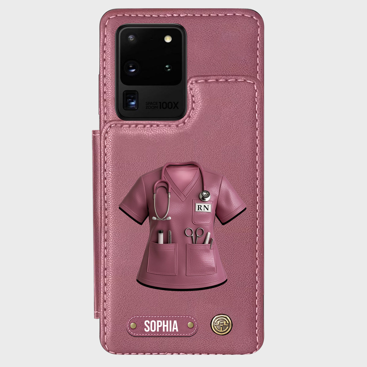 Stolze Krankenschwester – Personalisierte Handyhülle mit Brieftaschenfunktion für Krankenschwestern