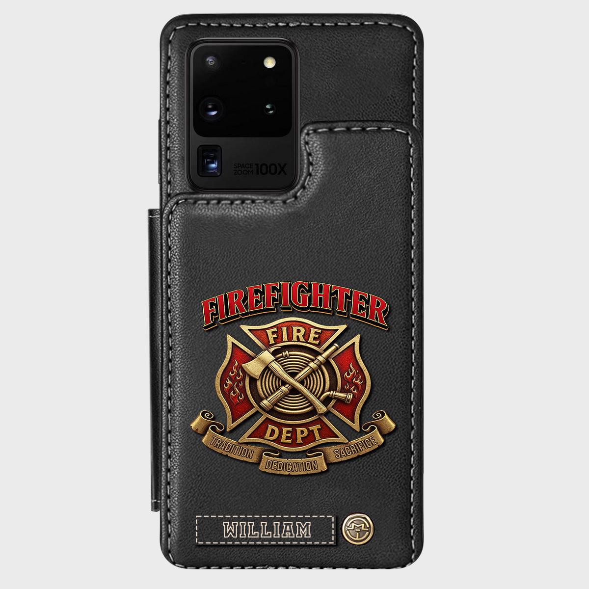 Stolzer Feuerwehrmann – Personalisierte Handyhülle mit Feuerwehrmotiv