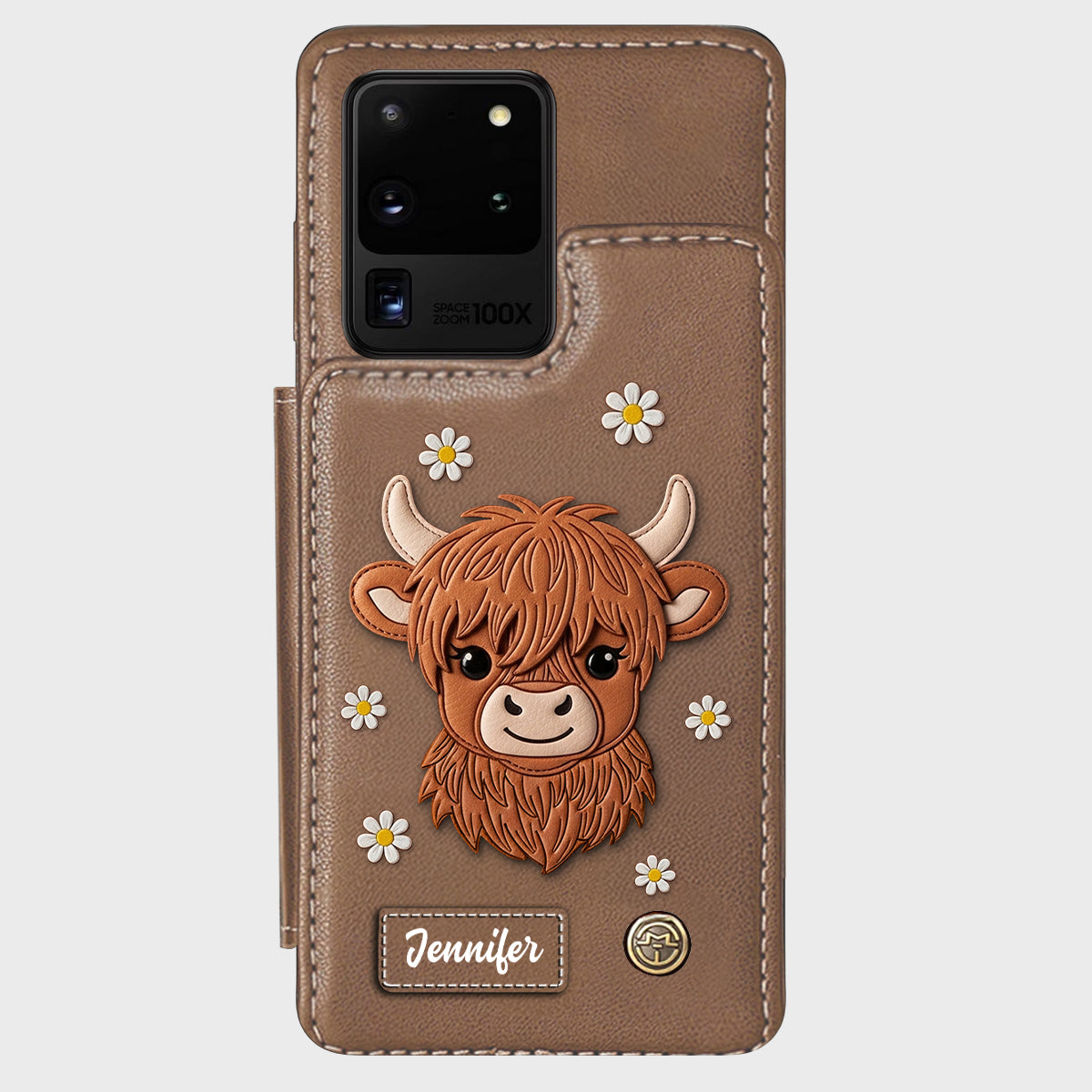 Adorable Highland Cow - Personalized Highland Cow Wallet Phone Case