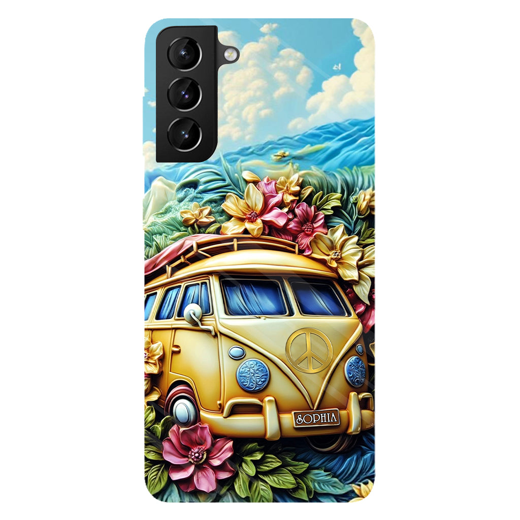 Floral Van Peace Sign - Personalized Hippie Full Print Phone Case