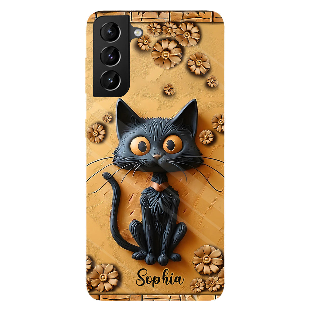 Cute Black Cat - Personalized Black Cat Full Print Phone Case