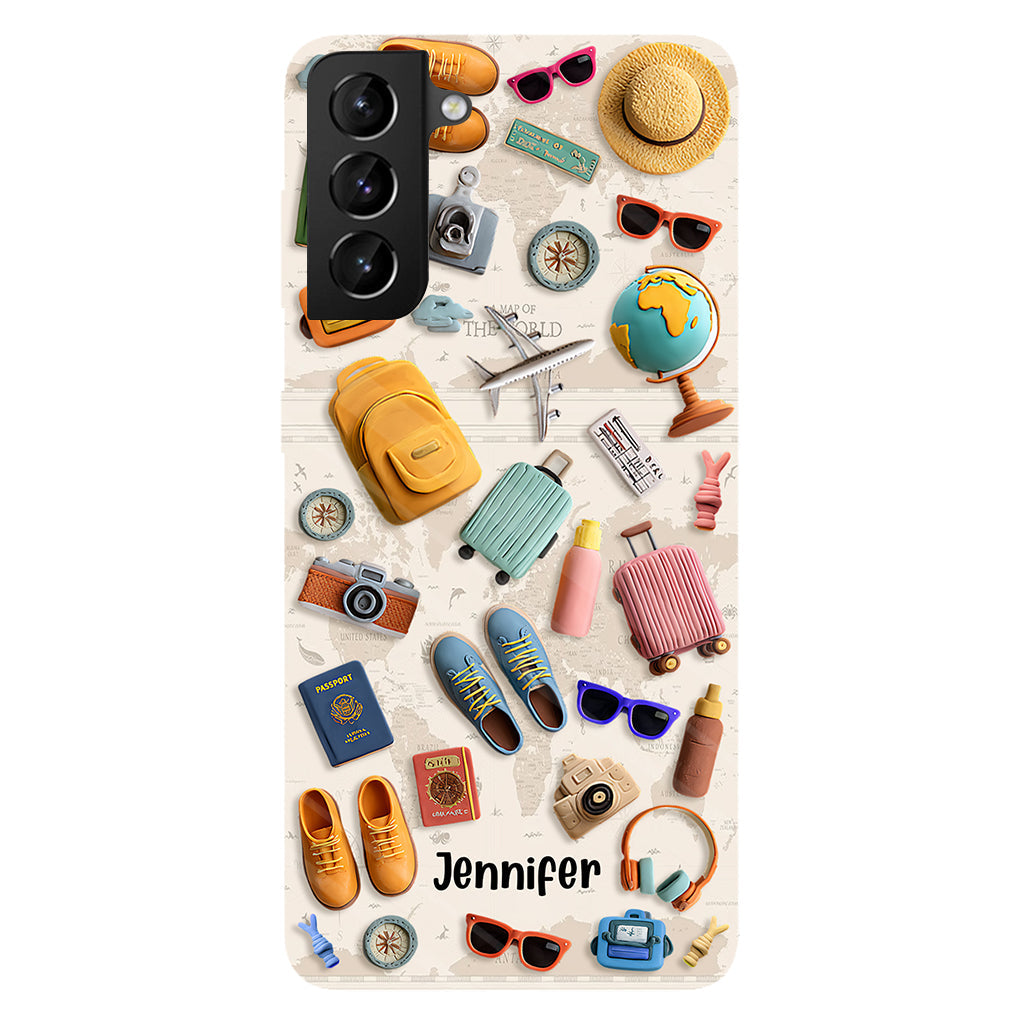 Einfach ein Mädchen, das Reisen liebt – Personalisierte Handyhülle mit Reisemotiv und Vollbilddruck
