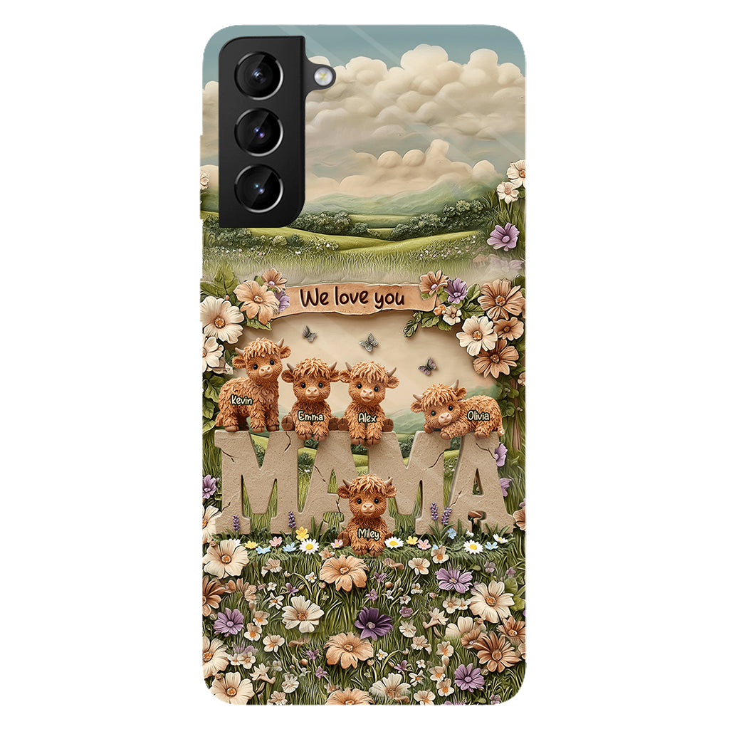 Niedliche Hochlandrind-Mama, Oma – Personalisierte Handyhülle mit Muttermotiv