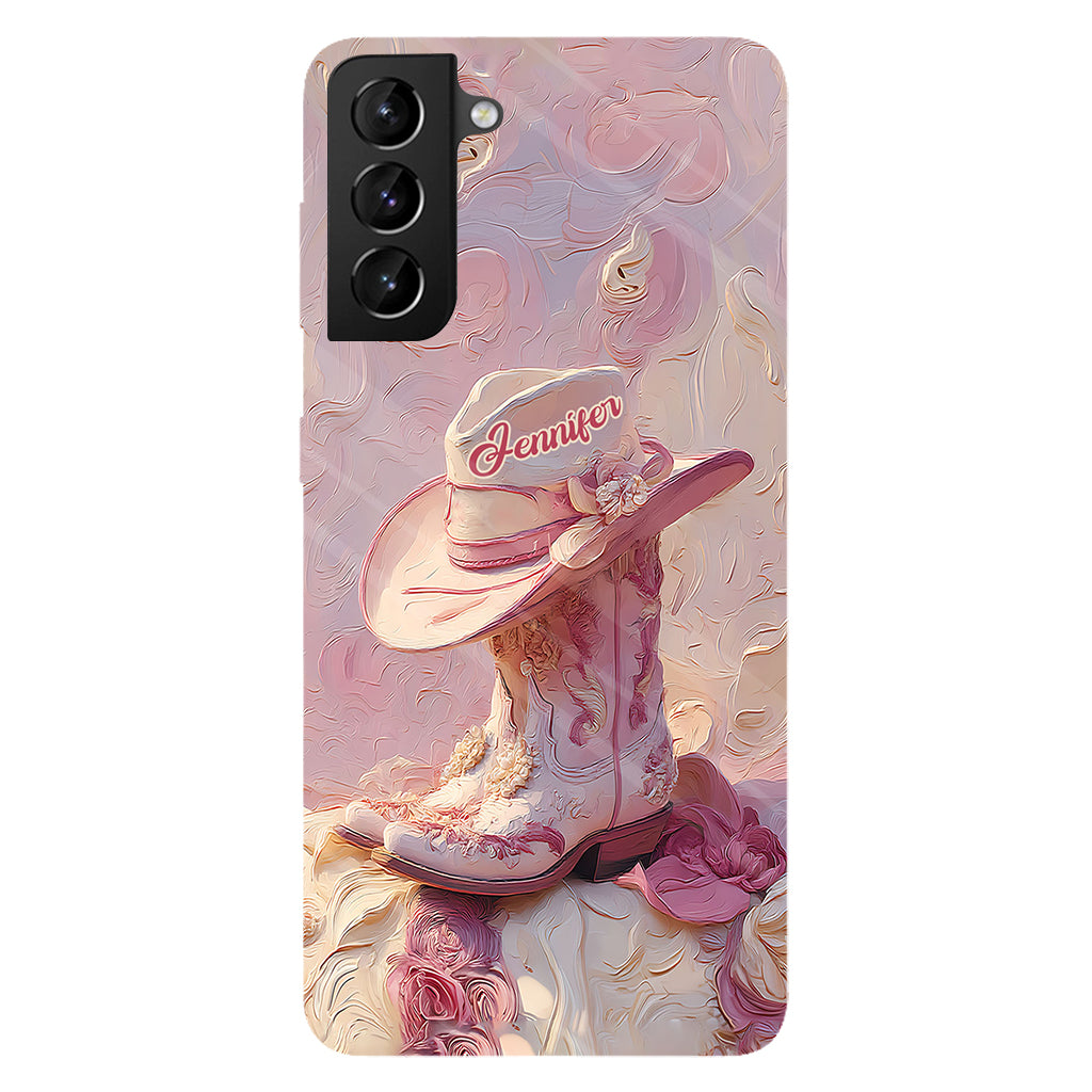 Pink Cowgirl - Personalized Cowgirl Full Print Phone Case & Phone Grip