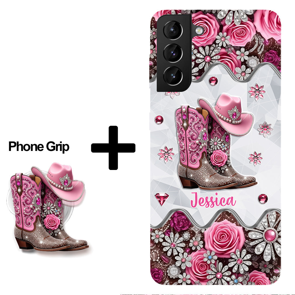 Cowgirl Boots - Personalized Cowgirl Full Print Phone Case & Phone Grip