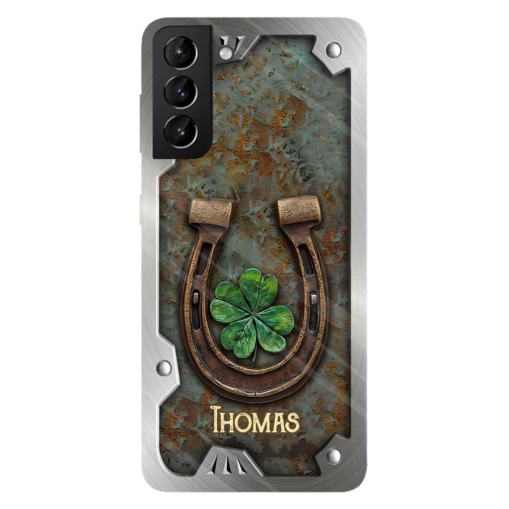 Lucky Horseshoe Shamrock – Personalisierte Handyhülle mit Pferdemotiv