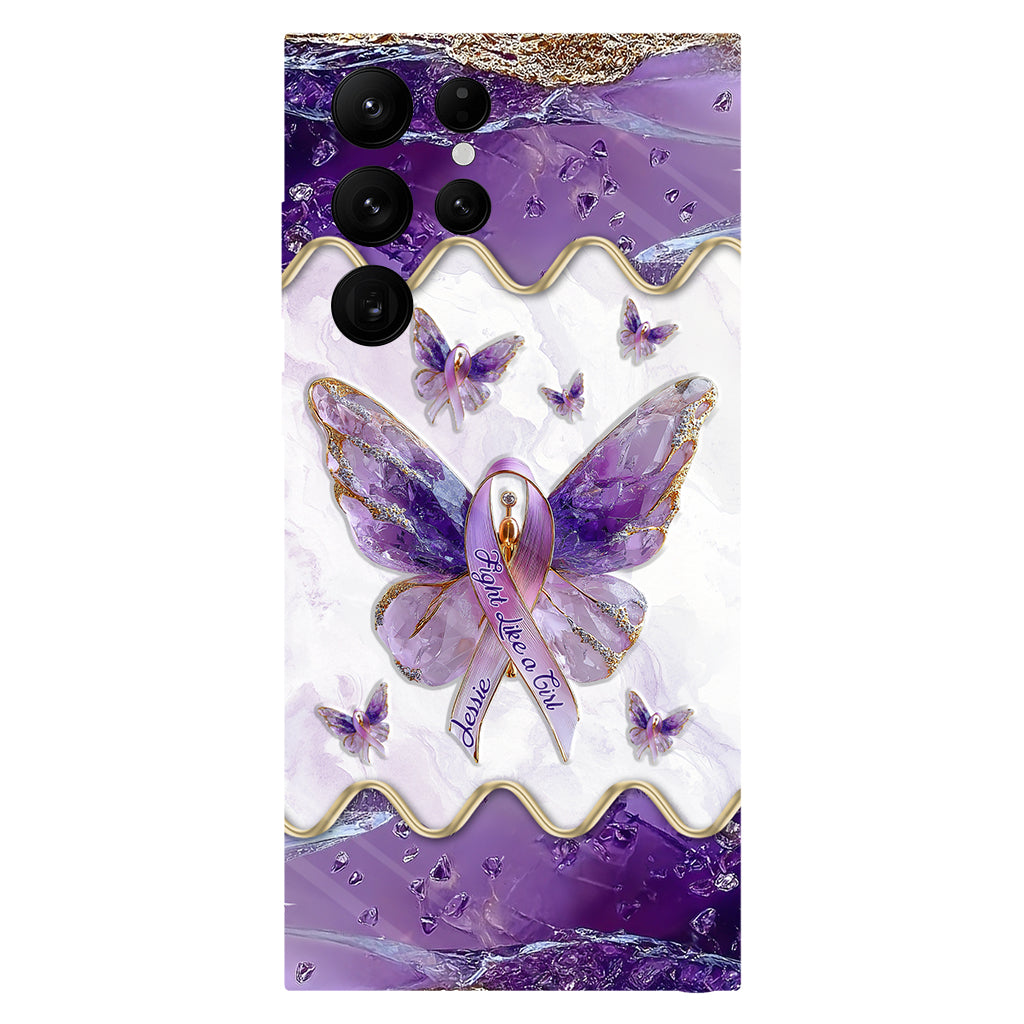 Kämpfe wie ein Mädchen – Personalisierte Handyhülle mit Lupus-Aufklärung und vollflächigem Aufdruck