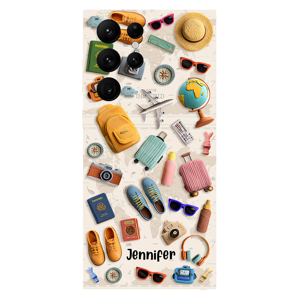 Einfach ein Mädchen, das Reisen liebt – Personalisierte Handyhülle mit Reisemotiv und Vollbilddruck