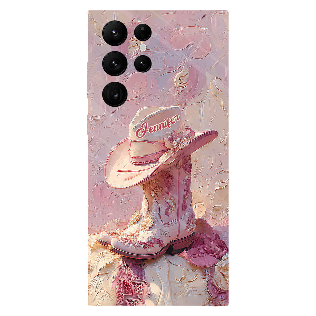 Pink Cowgirl - Personalized Cowgirl Full Print Phone Case & Phone Grip