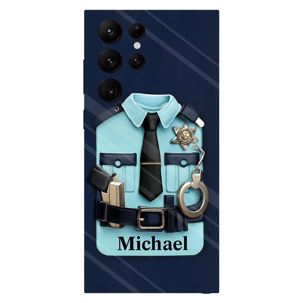 Officer, Police Uniform, Badge and Handcuffs - Personalized Police Officer Full Print Phone Case