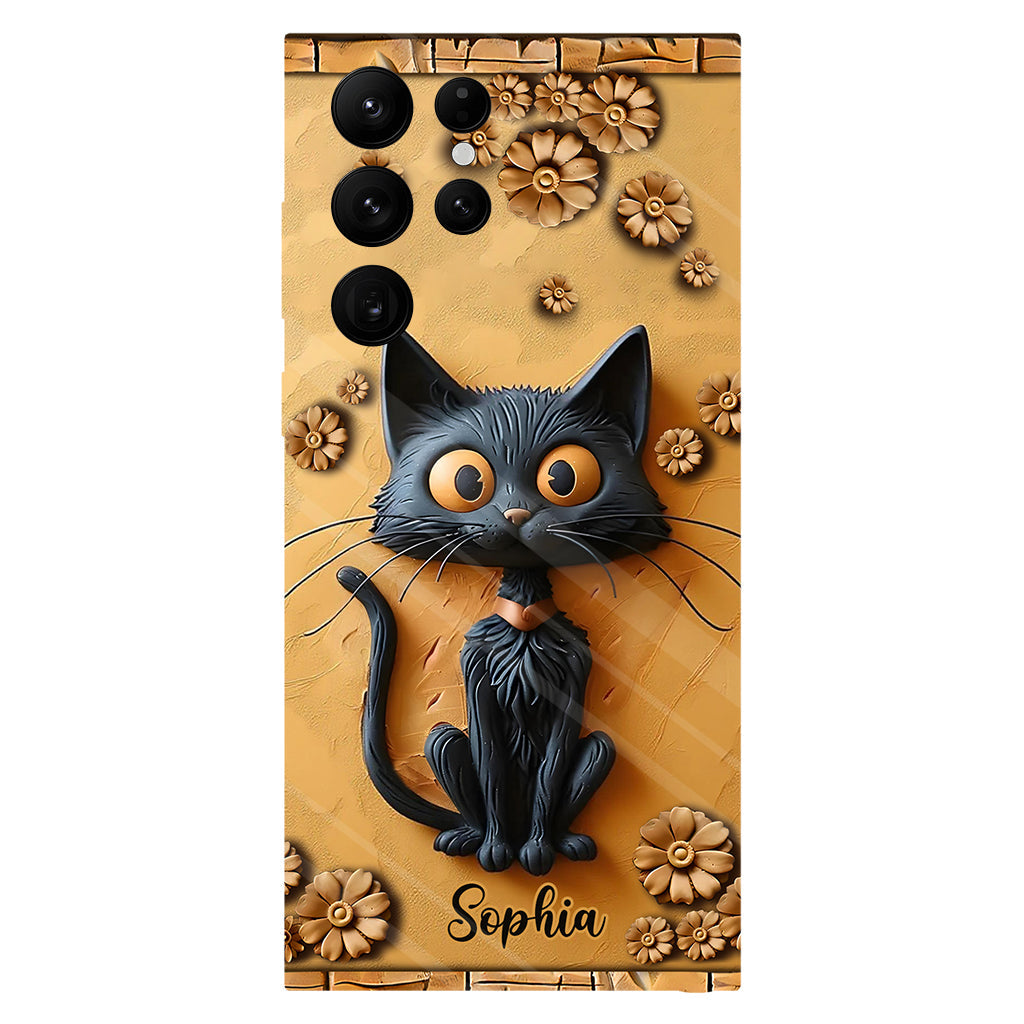 Cute Black Cat - Personalized Black Cat Full Print Phone Case