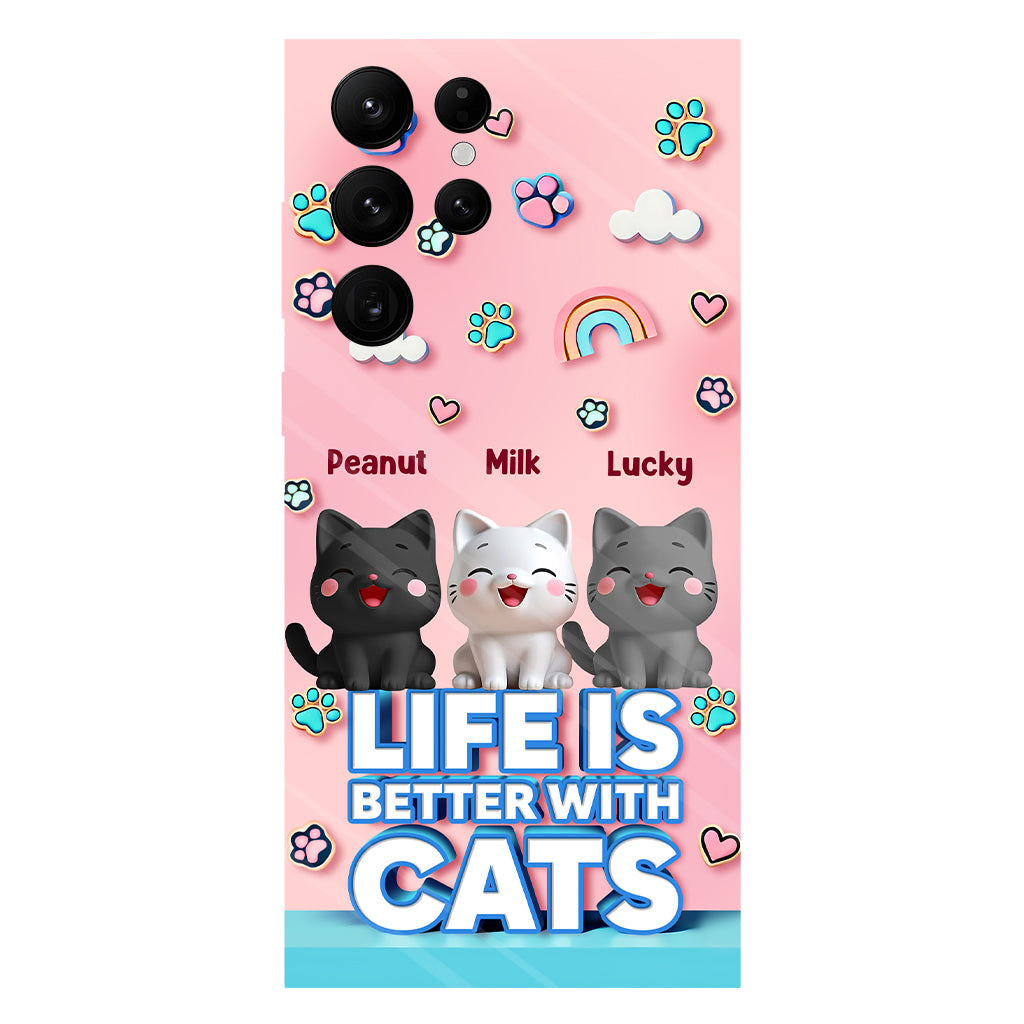 Das Leben ist schöner mit einer Katze – Personalisierte Handyhülle mit Katzenmotiv