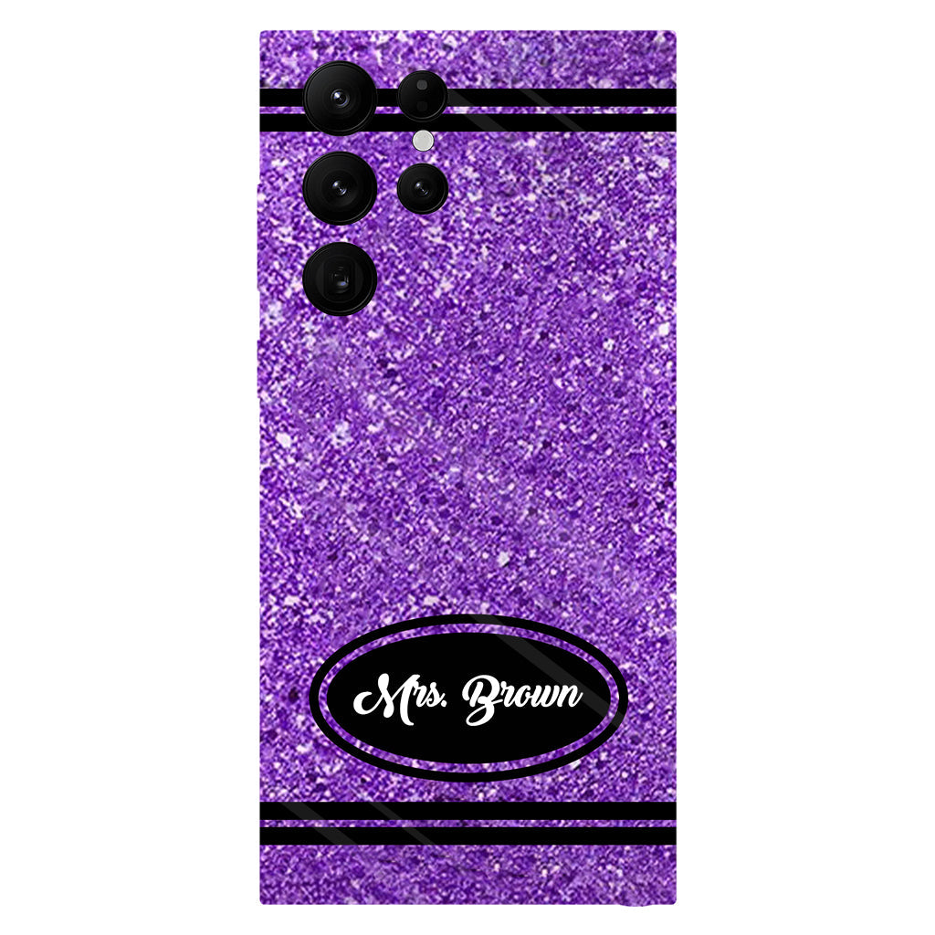 Artificial Glitter Crayon Design - Personalized Teacher Full Print Phone Case & Phone Grip