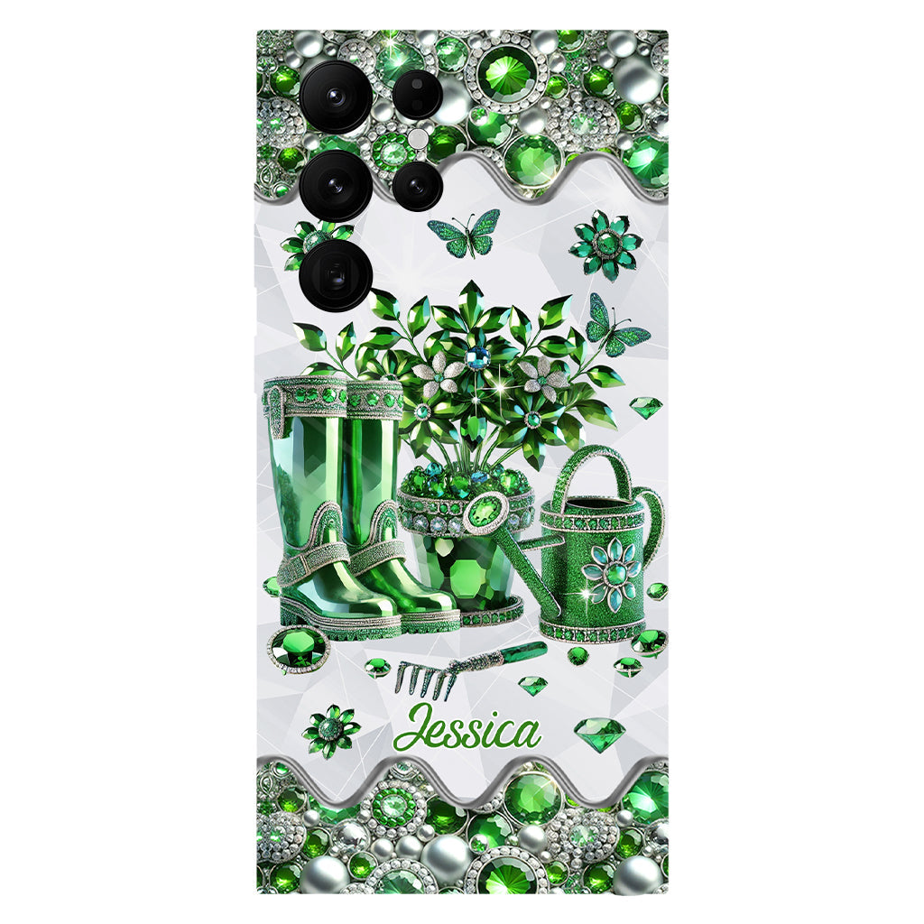 Einfach ein Mädchen, das Gartenarbeit liebt – Personalisierte Handyhülle mit Gartenmotiv