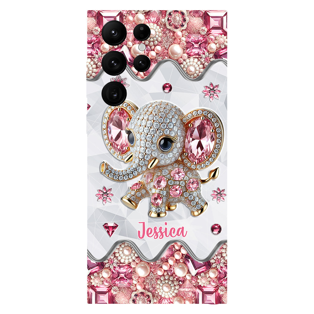 Einfach ein Mädchen, das Elefanten liebt – Personalisierte Handyhülle mit Elefanten-Vollbild