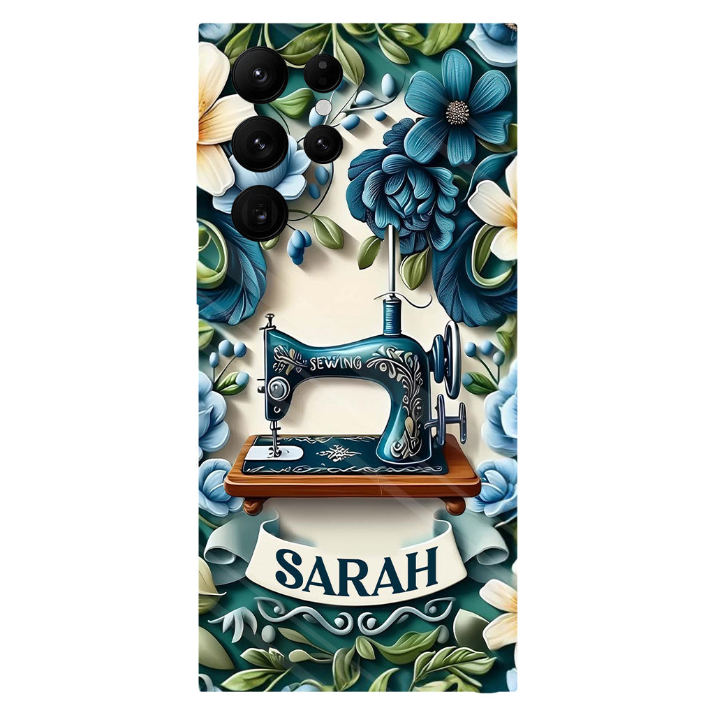 Blue Sewing Machine - Personalized Sewing Full Print Phone Case