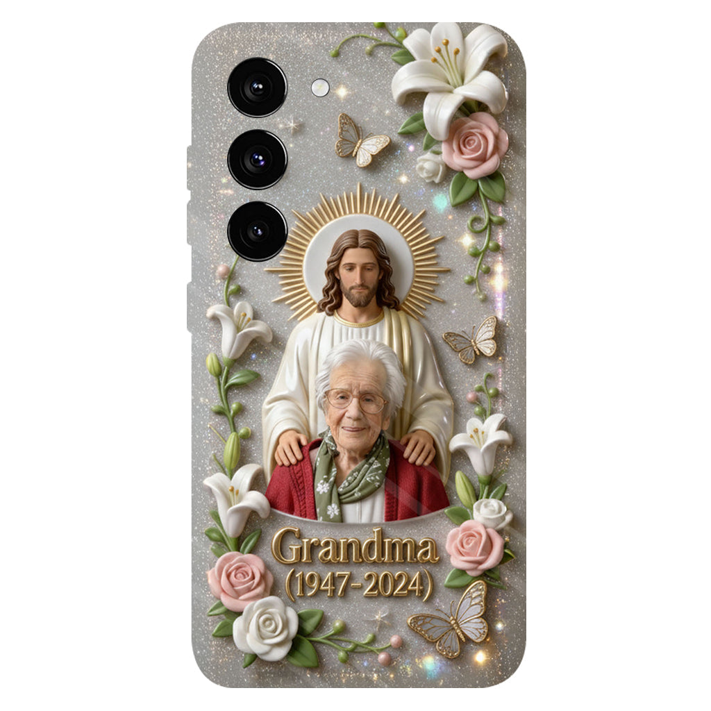 Gedenkgeschenk für einen geliebten Menschen, Glaube an Gott – personalisierte Handyhülle mit vollflächigem Gedenkdruck