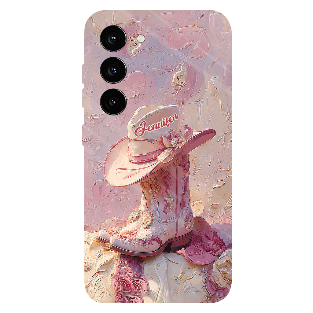 Pink Cowgirl - Personalized Cowgirl Full Print Phone Case & Phone Grip