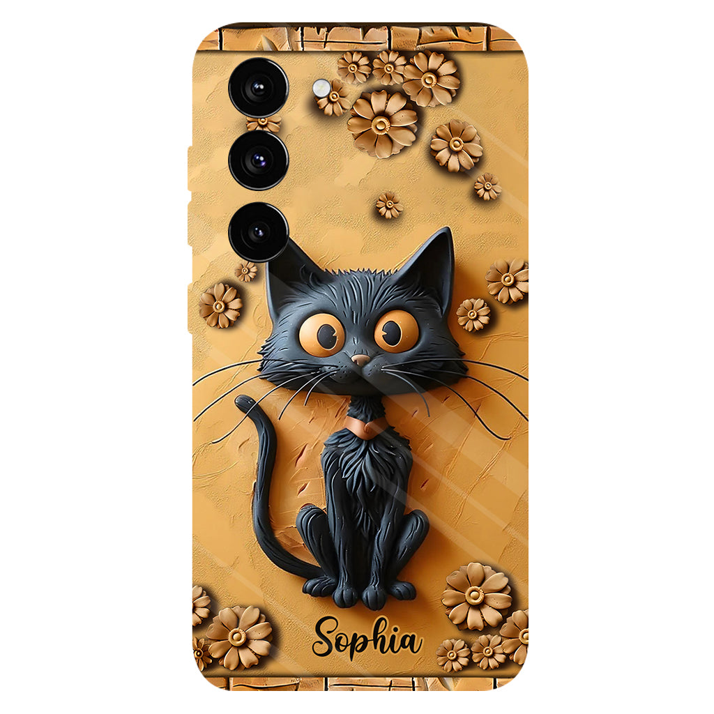 Cute Black Cat - Personalized Black Cat Full Print Phone Case