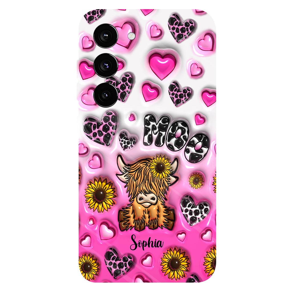 Sunflower Highland Cow - Personalized Full Print Phone Case