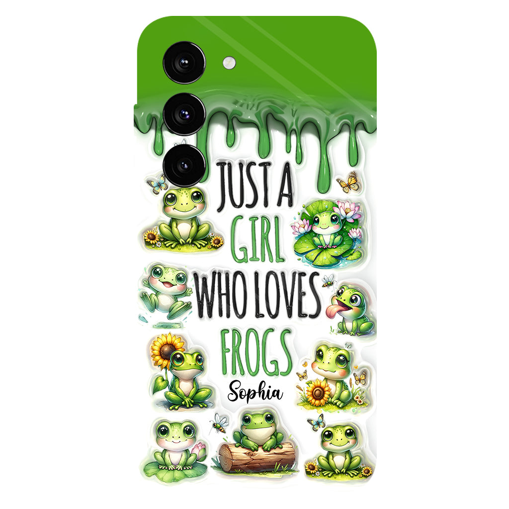 Einfach ein Mädchen, das Frösche liebt – Personalisierte Handyhülle mit Frosch-Vollbilddruck