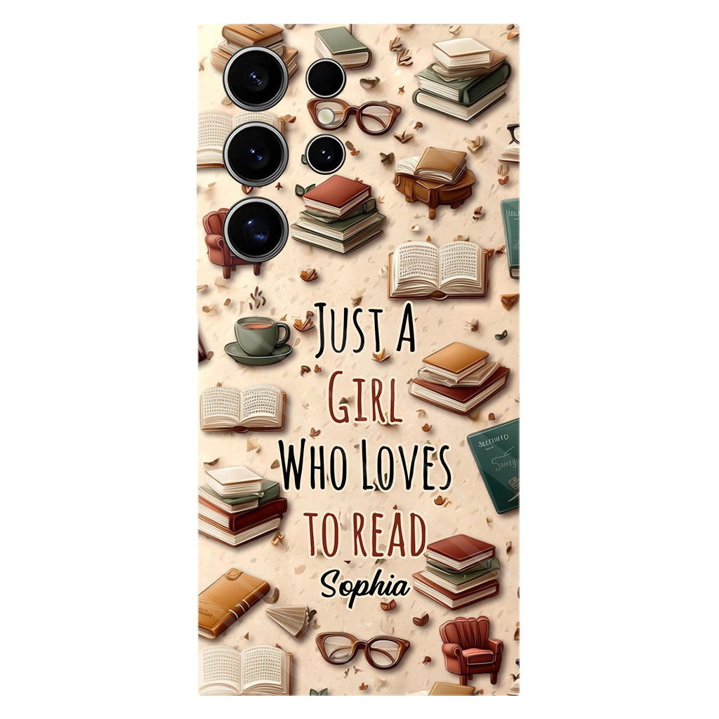 Einfach ein Mädchen, das gerne liest – personalisierte Handyhülle mit Buchmotiv