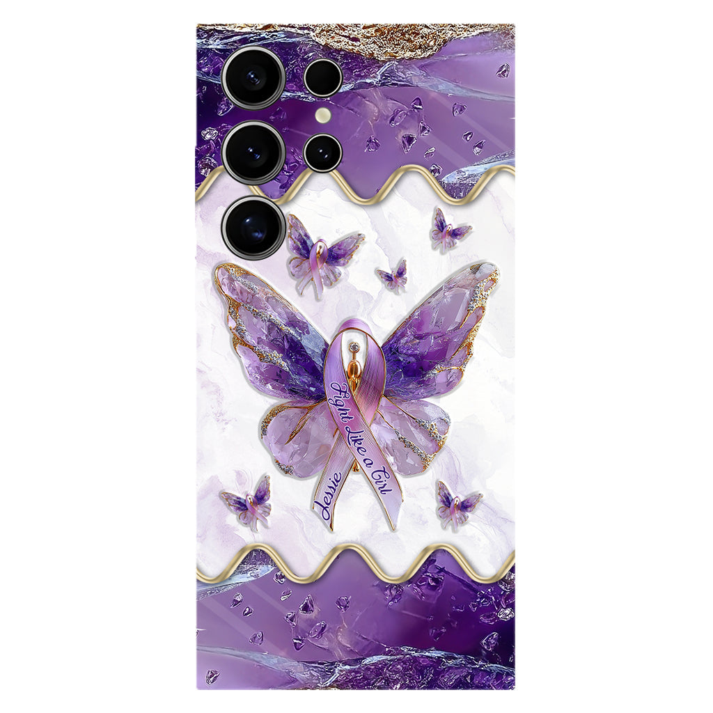 Kämpfe wie ein Mädchen – Personalisierte Handyhülle mit Lupus-Aufklärung und vollflächigem Aufdruck