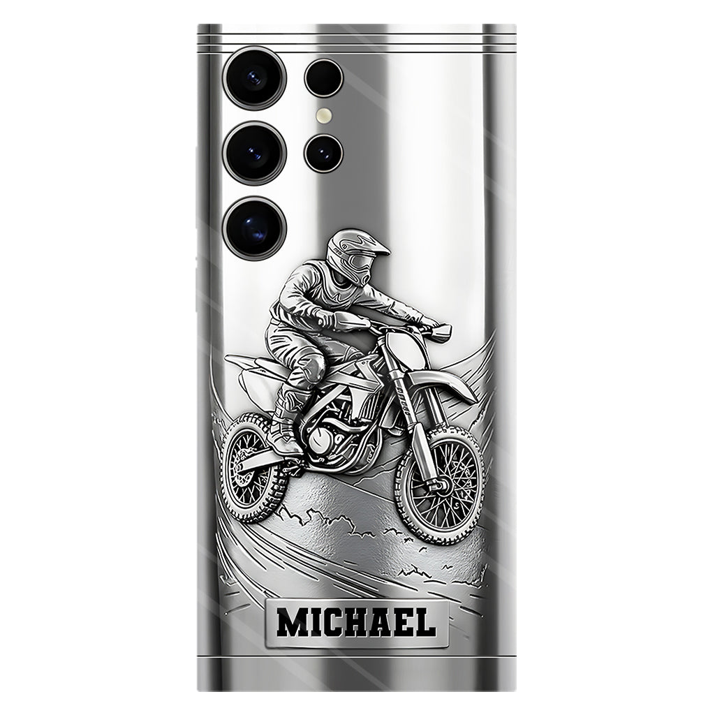 Handyhülle mit Metallic-Motiv (Dirtbike/Motocross) – Personalisierte Dirtbike-Handyhülle mit Vollbilddruck