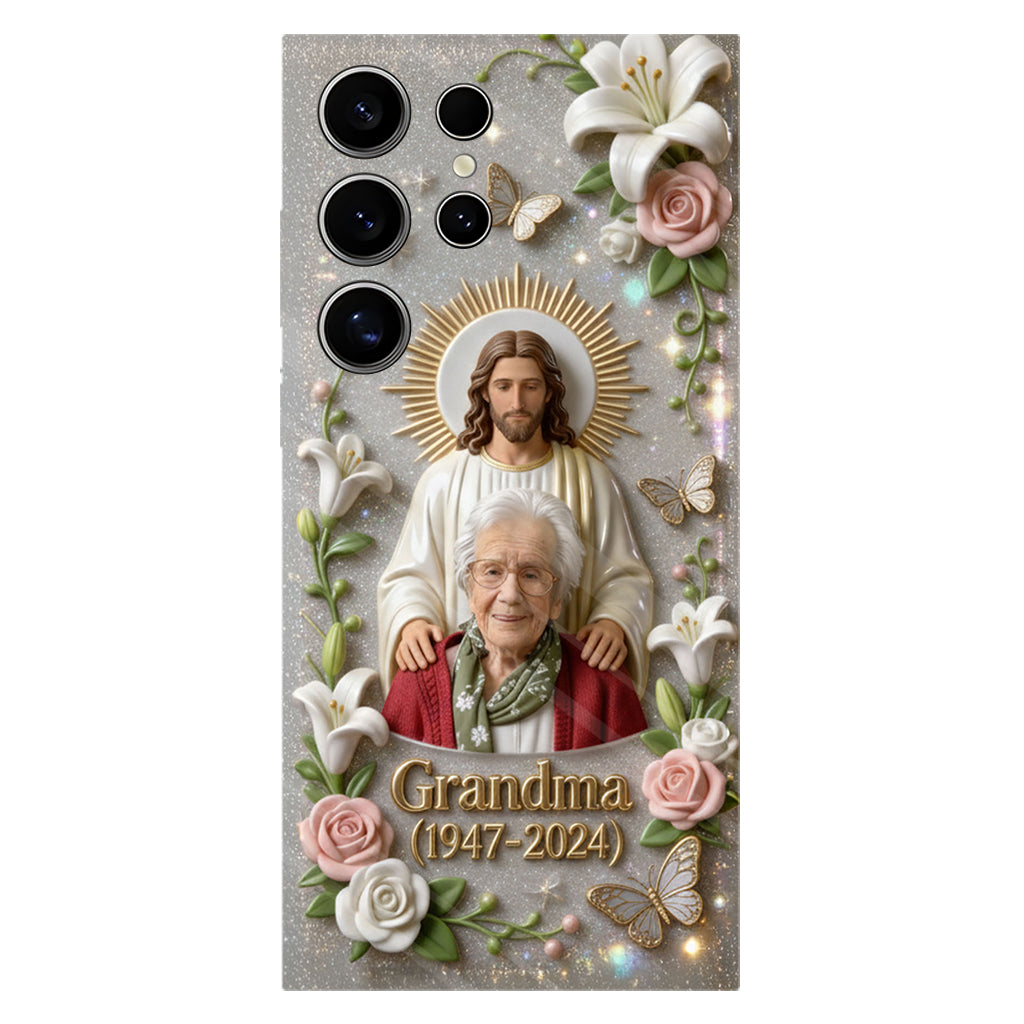 Gedenkgeschenk für einen geliebten Menschen, Glaube an Gott – personalisierte Handyhülle mit vollflächigem Gedenkdruck