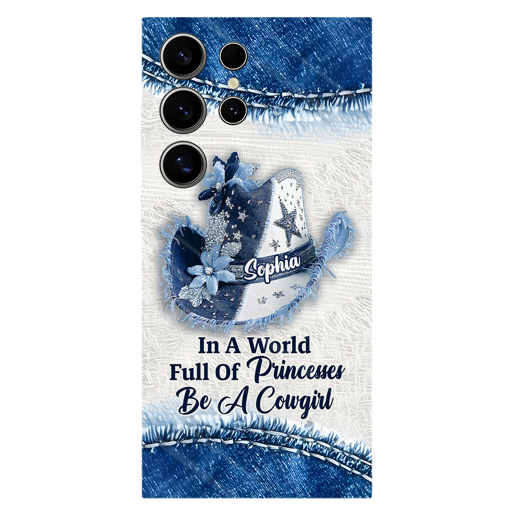 In einer Welt voller Prinzessinnen – Personalisierte Handyhülle mit Cowgirl-Print