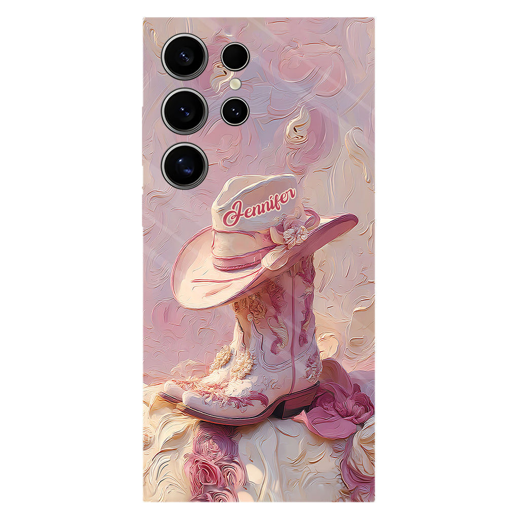 Pink Cowgirl - Personalized Cowgirl Full Print Phone Case & Phone Grip